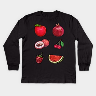 Pack of Fruits Stickers Kids Long Sleeve T-Shirt